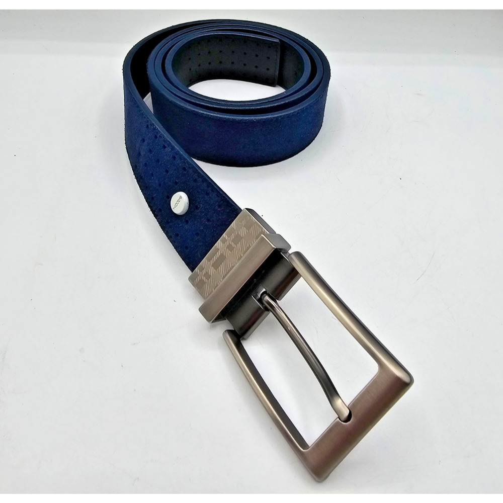 Boconi Mens Sz 36 Reversible Leather Belt Navy Blue suede Black